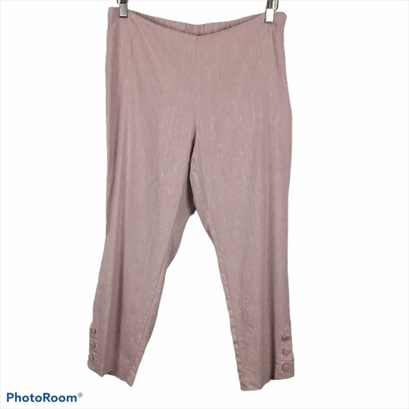 J.Jill Linen Stretch Button Hem Ankle Pants Rosebud Pink - Picture 1 of 12